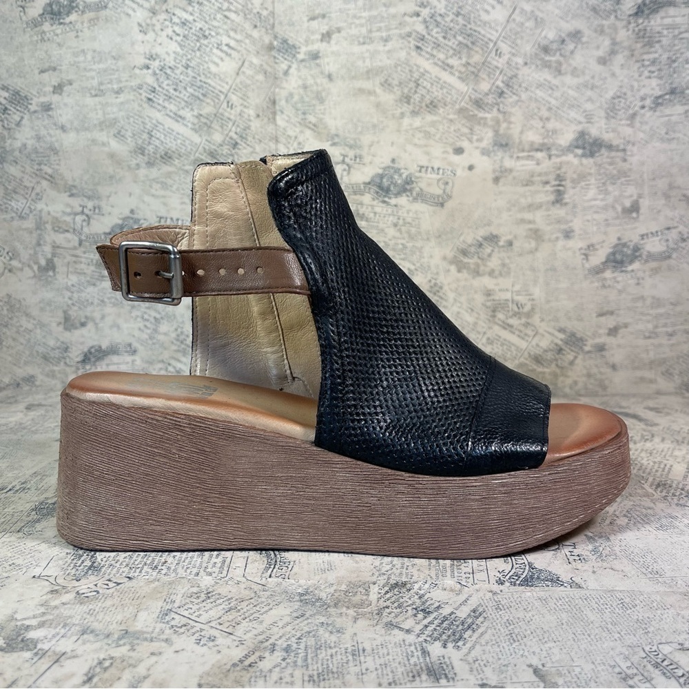 Miz Mooz Giselle Leather Platform Wedge Sandal Strappy Boho Comfort Sandals